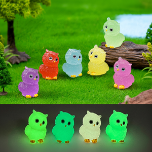 Lumineux minuscule résine hiboux brillent dans le noir Miniature Figurine jouet Mini résine animaux pour jardin Micro paysage plante Pot bonsaï - Product Image 1
