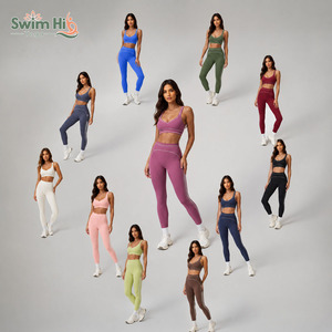 Set di Leggings Yoga Elasticizzati con Logo Personalizzato per Fitness e Sport, Reggiseno Yoga ad Asciugatura Rapida in Spandex, <span class=keywords><strong>Abbigliamento</strong></span> da Pilates per Donne - Product Image 3