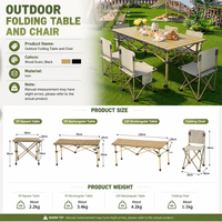 Table pliante en acier au carbone pour l'extérieur, ensemble table et chaises portables ultralégères, table de camping, table de pique-nique, table enroulable, équipement de mobilier d'extérieur
