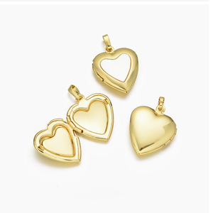 YH2034 Elegante <span class=keywords><strong>Colgante</strong></span> de Latón Chapado en Oro de 18K <span class=keywords><strong>con</strong></span> Forma de Corazón Redondo Ovalado e Incrustaciones de Concha Natural para Guardar Fotos - Product Image 4