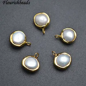 One Loop Gold / Rose Gold plating Natural White Pearl Potato Beads Jewelry Charms DIY Necklace Bracelet Making materials