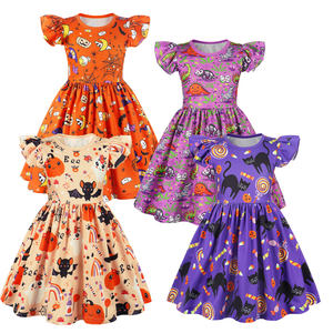 Maniche volanti elemento di natale di Halloween bambino ragazze vestito dinosauro gatti neri zucca <span class=keywords><strong>ragno</strong></span> stampa abiti <span class=keywords><strong>da</strong></span> strega - Product Image 1