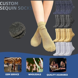 Chaussettes de cheville scintillantes à <span class=keywords><strong>paillettes</strong></span> pour femmes, chaussettes mi-mollet métalliques brillantes pour fêtes, clubs et cadeaux – Vente en gros - Product Image 1
