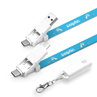 Cordon de charge par sublimation 6-en-1 en gros, USB vers Type-C, Micro, 8 broches, PD 60W, charge rapide, logo personnalisé, tour de cou, porte-carte d'identité