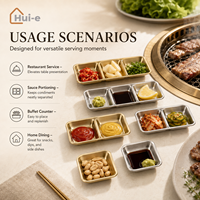 Plat à sauce multi-compartiments en acier inoxydable 304, écologique, de qualité alimentaire, résistant à la rouille, passe au lave-vaisselle, doré moderne