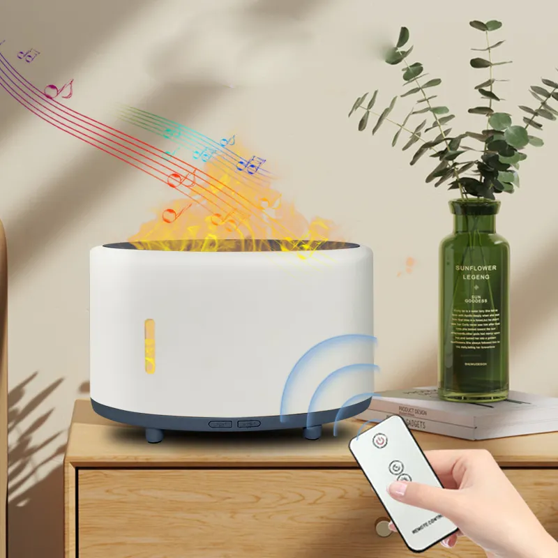 Fernbedienung 3D Flame Aroma Diffusor Luftbe feuchter Yoga Leiser Diffusor mit ätherischen Ölen mit Musik lautsprecher