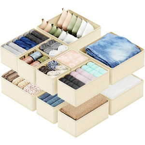 Rectangle Canvas Foldable Cabinet Organizer Dresser <b>Storage</b> Baskets Bins for Clothing Underwear & Bra <b>Storage</b> (65L Capacity) - Product Image 2