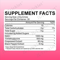 Gummies Julong 1000MG NAD+ : Complément NAD+ Sans Sucre, Vitamine B3 Biologique, Niacinamide – Stimule la Régénération du NAD et l'Énergie