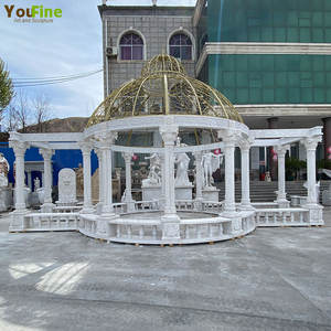 Gazebo redondo <span class=keywords><strong>de</strong></span> mármol blanco Natural, decoración clásica <span class=keywords><strong>de</strong></span> jardín al aire libre, estilo europeo - Product Image 4