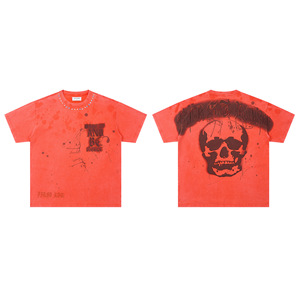 T-shirt à manches courtes en pur coton, effet vieilli, avec impression directe à l'encre blanche et broderie de pierres précieuses, <span class=keywords><strong>série</strong></span> Los Angeles Street - Product Image 2