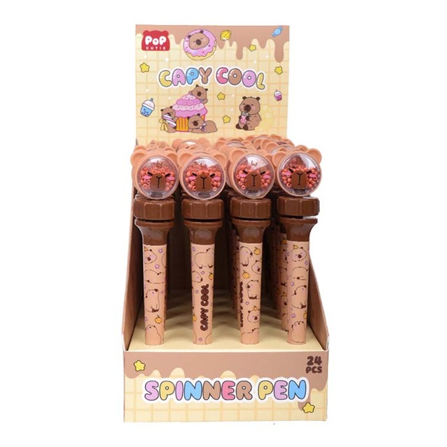 Hot-selling Cute Cartoon Kitty and Capibara Spinning Ballpoint Pen Low-price Wholesale Stationery for Kids