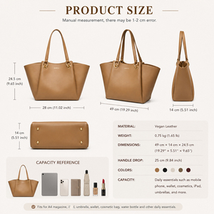 Borsa Tote Personalizzata per Donna, Elegante Borsa in Pelle Vegana, Grande Capacità, Tracolla con Manico ad Anello Dorato, Produzione OEM ODM all'Ingrosso - Product Image 5
