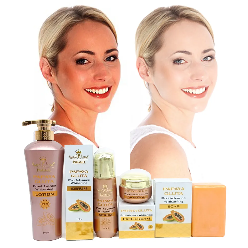 OEM Private Label Whitening Skin Care Product Face and Body Lotion Face Care Papaya Brightening Skin Care Set for Half Cast Skin