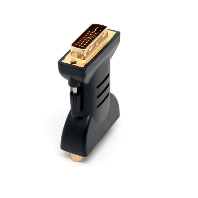 Gold DVI-I + 5 Male to 3 RCA RGB Lotus Female Power Supply Audio Video Adapter for Laptop