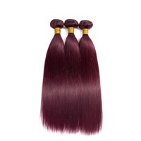 Extensions de cheveux vierges brésiliens JN Hair BUG, lisses, couleur bordeaux, double trame, doux et soyeux