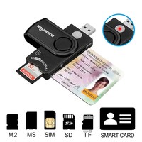 Multi USB2.0 Bank IC ID EMV MMC USB-CCID ISO 7816 SD TF M2 MS Lector de tarjetas inteligentes Compatible con Windows 7 8 10 y Linux OS