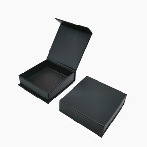 Black trendy magnetic sealing paper packaging silk scarf jewelry gift box