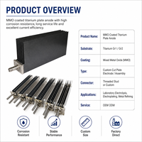 Plaque d'anode en titane MMO pour électrolyseur de laboratoire, électrolyse de la saumure chlor-alcaline, découpe sur mesure, OEM