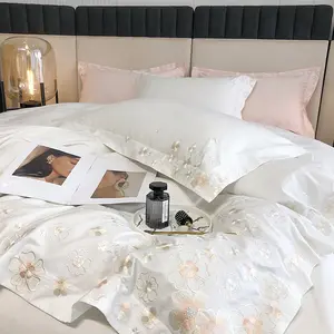 Manufactory Wholesale luxury embroidered flower pattern quilt cotton bedding sheet set duvet covers