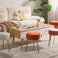 Pouf Ottoman Banc Tissu Siège Pied Round Ottoman Tabouret Maquillage Chaise pour Chambre