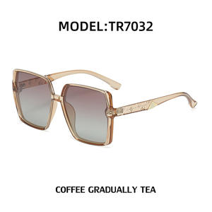 Lunettes de soleil polarisées surdimensionnées pour femmes, protection UV400, classe 2, monture noire, verres PC, style tendance - Product Image 3