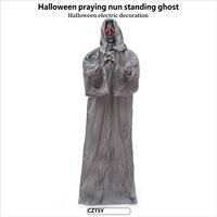 Nouvelle figurine fantôme électrique féminine d'Halloween, décoration effrayante de fantôme lumineux hurlant avec capteur, fantôme debout