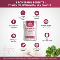 Poudre de Vitamine B12 de Haute Qualité 99% Cyanocobalamine / Méthylcobalamine, Qualité Alimentaire et Pharmaceutique Disponible en Vrac