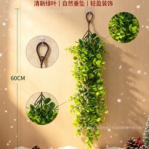 Jiehui Artificial Eucalyptus Vine With Red Berries 60cm <b>Wall</b> Hanging Decoration For Christmas Home <b>Decor</b> - Product Image 2