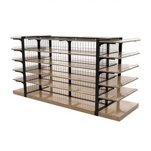 Estanterías de Góndola Multinivel Highbright para Supermercados con Estantes de Madera y Panel Trasero de Malla Metálica para Exhibición en Tiendas de Abarrotes - Product Image 2