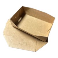 Boîte à repas jetable en papier kraft écologique en forme de bateau pour frites, poulet frit, sushis et aliments pour bébés avec gaufrage
