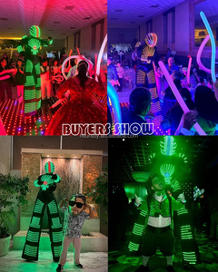 Efun quantité minimale de commande 1 PC Offre Spéciale Street Show Stilts Led Robot Costume David <span class=keywords><strong>Guetta</strong></span> Costume Led Robot Costume LED Lumineux Crâne Armure Vin Costume - Product Image 6