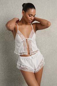 Pyjama personnalisé Vêtements de nuit en <span class=keywords><strong>satin</strong></span> de soie et dentelle pour femmes - Product Image 2