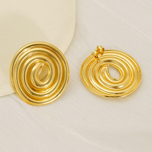 Zogxin Gold Spiral Stud Earrings Geometric Design Party Fashion Jewelry - Product Image 4