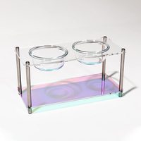 Bols surélevés en acrylique pour chien et chat Mangeoire pour animaux de compagnie Support surélevé à double bol Livré avec 2 bols en verre amovibles Parfait pour les chiens de taille moyenne