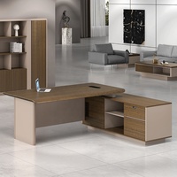 Bureau de Direction et Ensemble de Chaise, Aménagement de Bureau pour PDG, Table de Bureau Moderne Design, Stratifié PVC, Table de Bureau de Luxe pour Chef