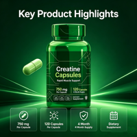Capsules de créatine monohydrate pour adultes, renforcement musculaire et amélioration des performances, récupération, compléments sportifs