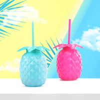 1500ml personnalisé jus 600ml en plastique fruits bulle thé réutilisable en vrac potable ananas forme paille tasses avec paille