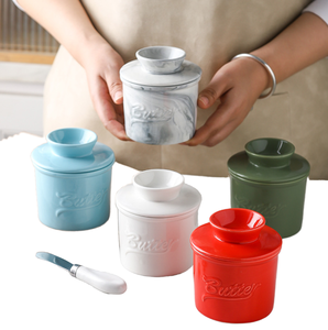 ฝาปิดถ้วยเนยเซรามิก <span class=keywords><strong>HANTANG</strong></span> ทนทาน ถ้วยเนยสไตล์อเมริกัน งานฝีมือประณีต รักษาความสดใหม่ - Product Image 1