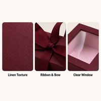 Boîte cadeau de luxe élégante en matériaux recyclés avec fenêtre, couvercle, base, doublure en éponge, poignée, fermeture magnétique, impression UV personnalisée