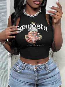 Top Corto Senza Maniche da Donna con Stampa Lettering Sexy, Stile Europeo, INS Hot Girl Club Streetwear Casual - Product Image 4
