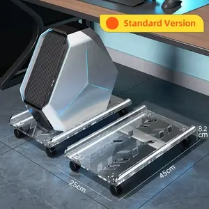 Mobile CPU Holder PC Tower Stand With Rolling Caster Wheels Acrylic Computer Host Floor Riser Stand