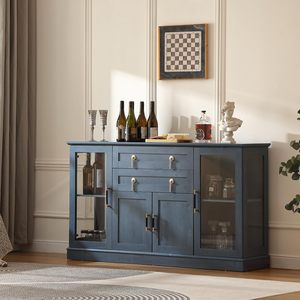 SENYU Small Buffet Cabinet with Storage, Buffet Sideboard with Two Glass Doors and a Drawer and Adjustable Shelf,for Kitchen - Product Image 1