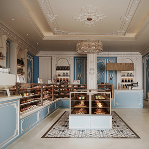 Vitrina de Madera Maciza Tallada para Exhibición de Pared, Estilo <span class=keywords><strong>Palacio</strong></span> Francés de Lujo, para Cafetería o Pastelería de Alta Gama - Product Image 2