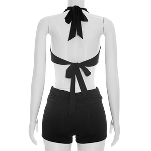 Viviblook J26RP189 Women Summer Romper Snake <b>Ring</b> Decoration Sexy Sleeveless Halter Strap Backless Casual Romper - Product Image 5