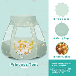 Tente pour enfants en forme d'étoile verte à 6 branches, bleue, pliable, pour l'intérieur, maison de princesse, piscine à balles océaniques - Product Image 2