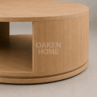 Table basse ronde en chêne massif OAKEN, style américain, pour salon, table basse contemporaine luxueuse, meubles pour la maison