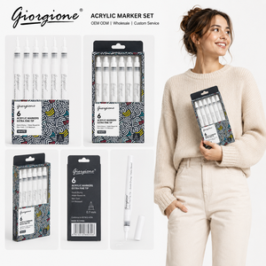 Pennarelli Acrilici Bianchi Giorgione 6 Pezzi, Vendita all'Ingrosso, Supporto di Fabbrica per Personalizzazione, Pennarelli per Servizi Personalizzati Premium - Product Image 6