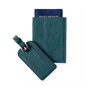 Promotional Custom Logo PU Leather Travel Accessory Personalized Passport and Luggage Tag Set Passport Holder