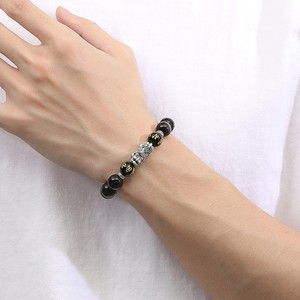 Pulsera de obsidiana con brillo natural, cuentas con mantra de seis palabras, pulsera vintage de la suerte y la riqueza para hombres y mujeres, regalo. - Product Image 5