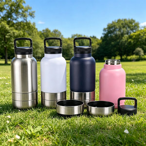 Bouteille d'eau de voyage isotherme portable 3-en-1 de 950 ml en acier inoxydable de luxe pour chiens et chats avec gamelles – Meilleure vente - Product Image 6